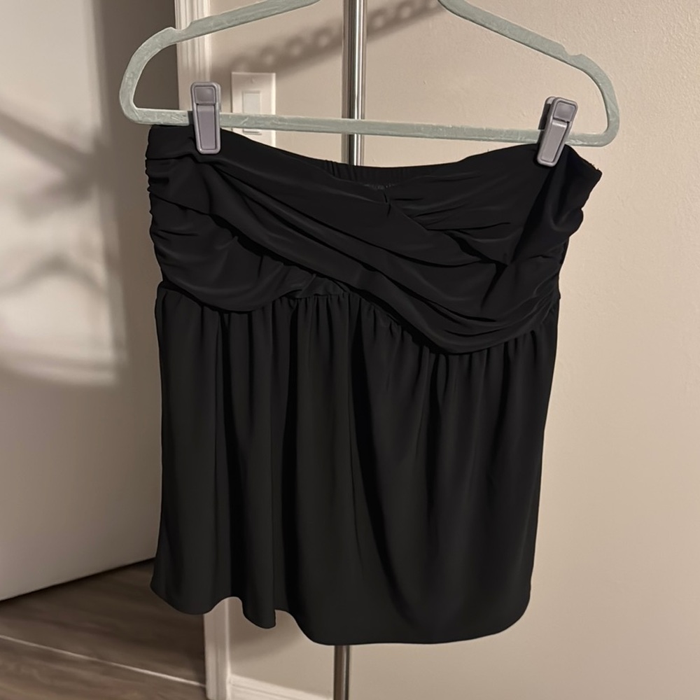 Torrid Asymmetrical Ruched Black Strapless Top